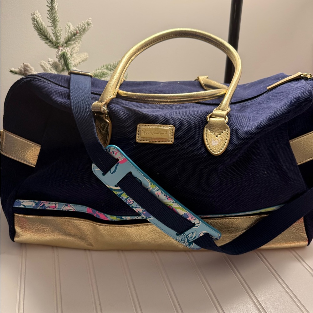 Lilly Pulitzer Navy and Gold Travel Bag